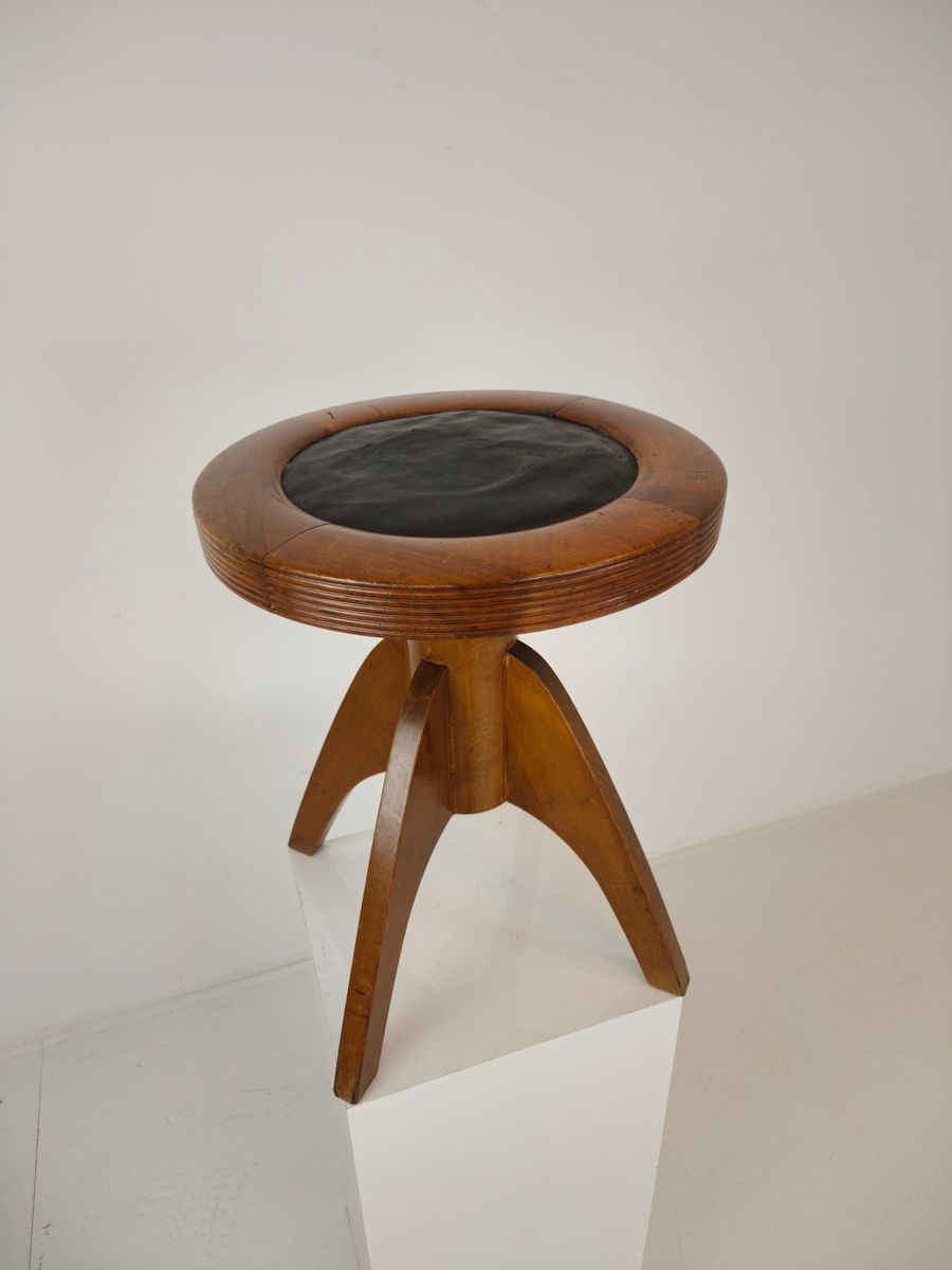 Art Deco Verstelbare Pianokruk Met Leren Zitting – Ca. 1920 image 14
