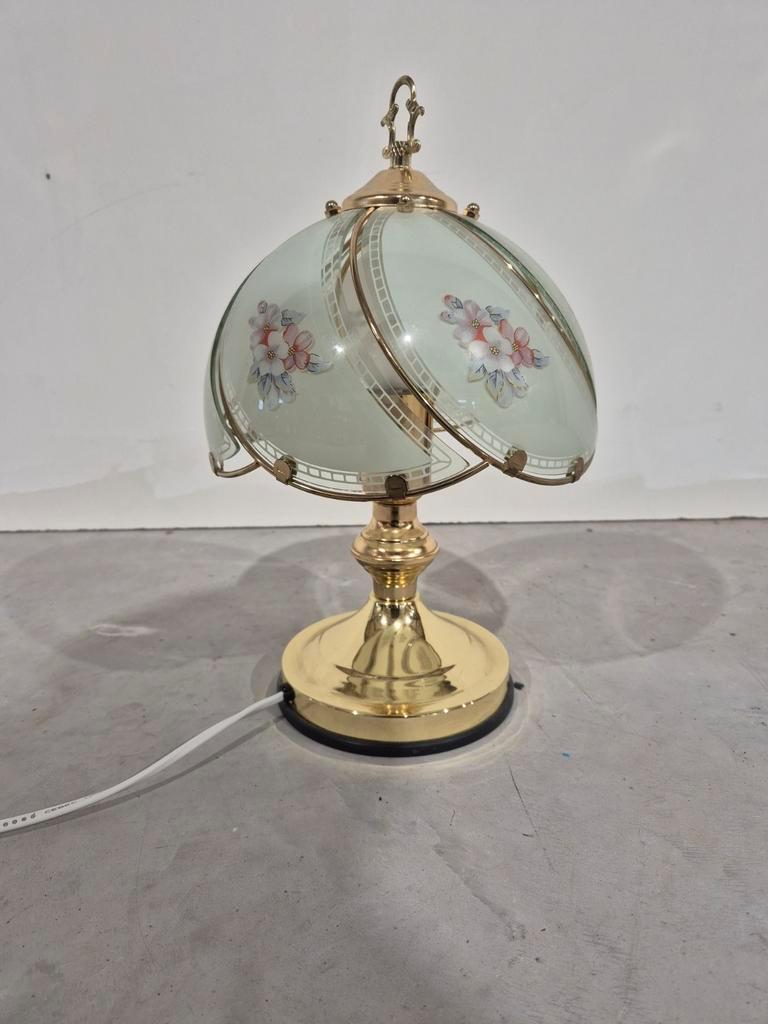 Hollywood Regency Tafel Lamp Met Gebogen Glas Vintage image 9
