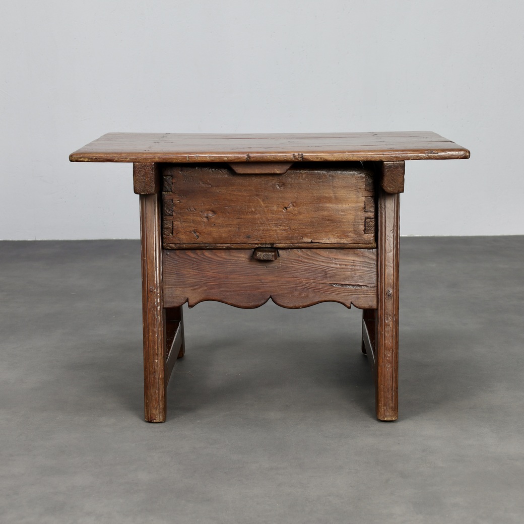 Antique Wooden Side Table With Drawer, 18th Century image 5
