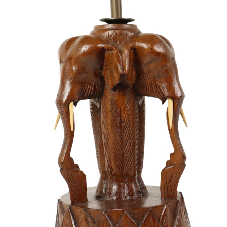 Grote Massief Teak Olifanten Lamp Vintage Tafellamp Sixties image 16