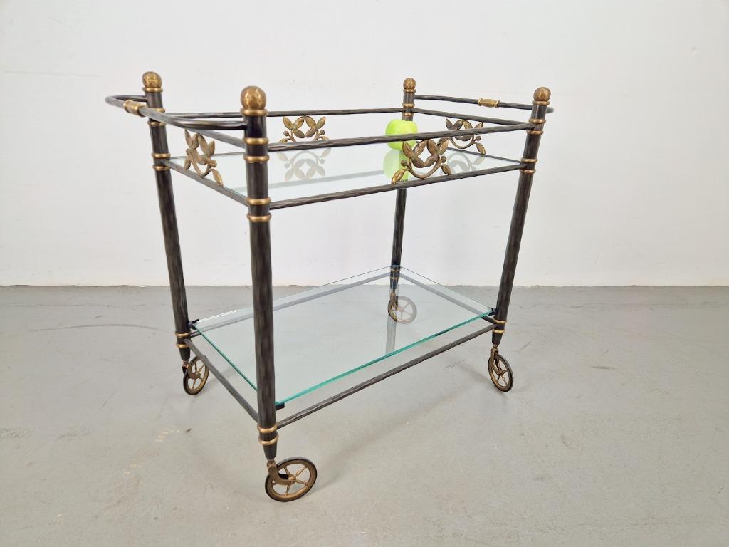 Vintage Regency Messing Metaal Bar Cart Drank Trolley Goud image 3