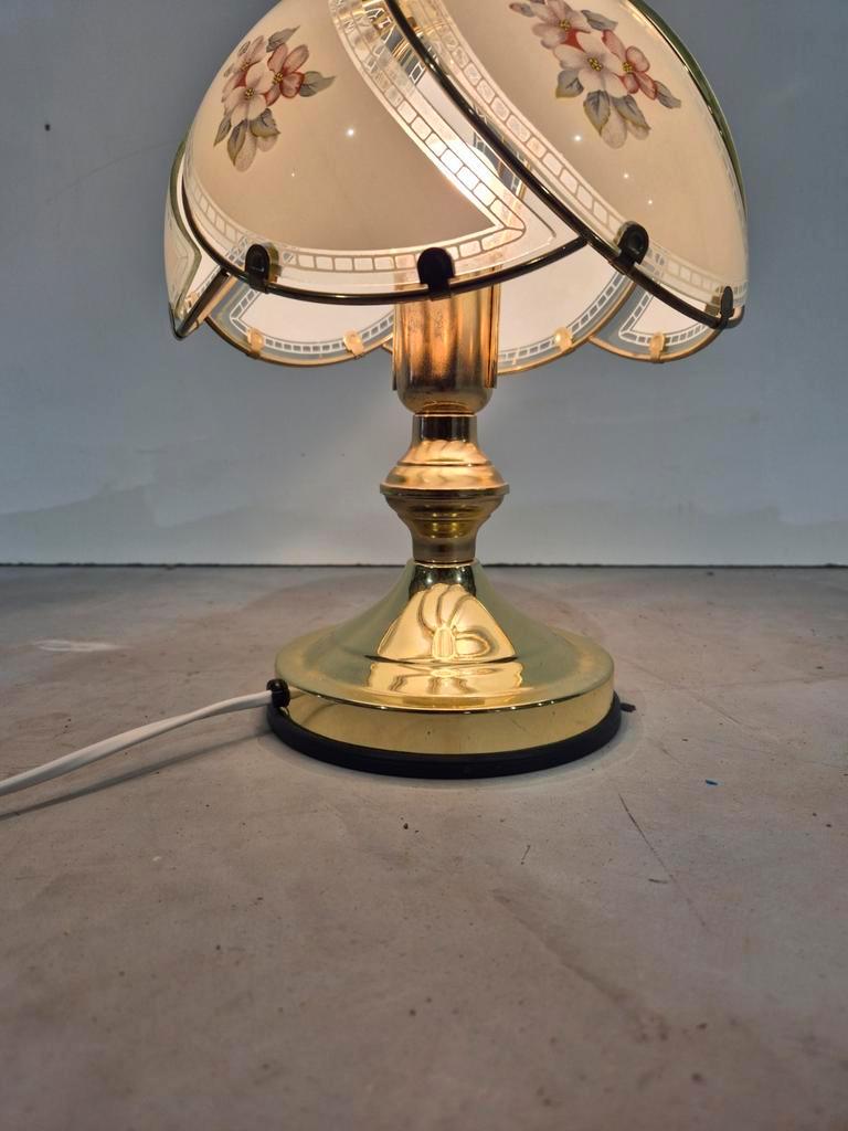 Hollywood Regency Tafel Lamp Met Gebogen Glas Vintage image 5