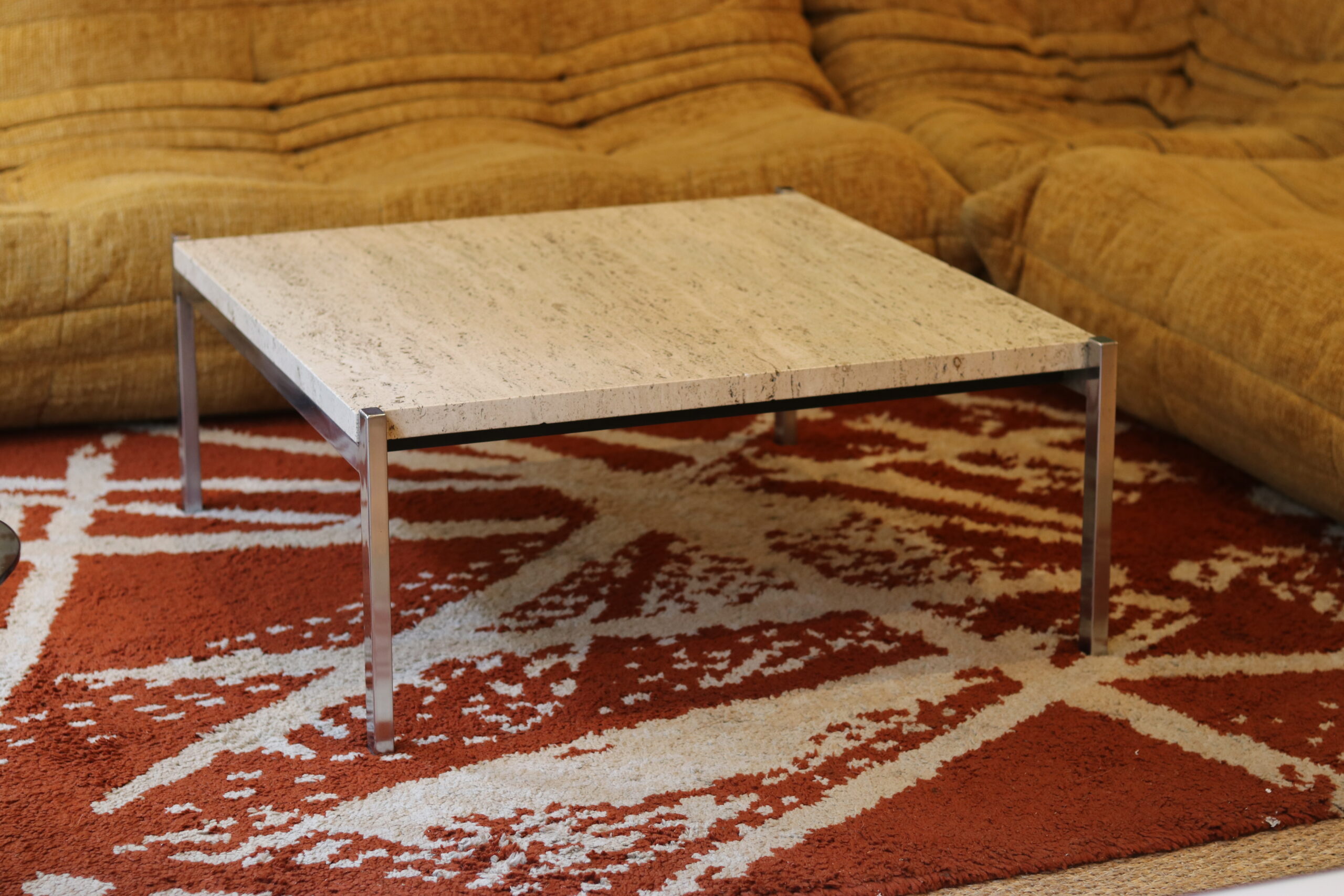 Salontafel Van Travertijn En Chroommetaal, 1970 image 8