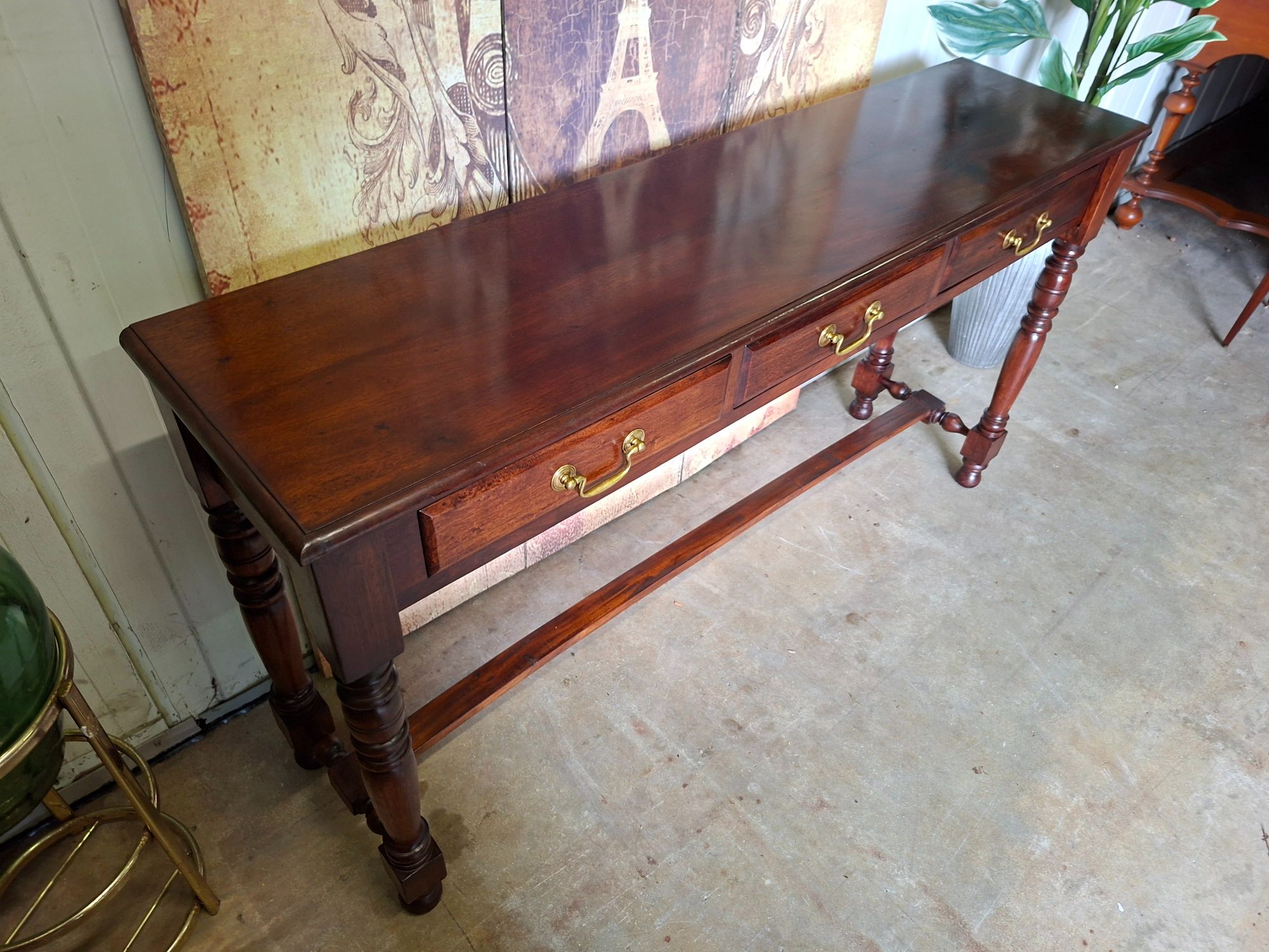 Klassieke Engelse Sidetable Haltafel, Wandconsole Lichte Gebruikssporen Afm, 140x34cm En 75cm Hoog. image 4