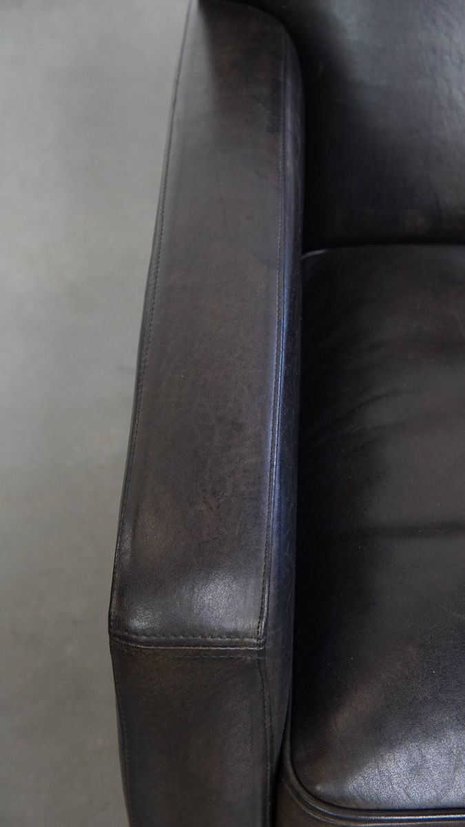 Stijlvolle En Tijdloze Zwart/ Grijze Schapenleren Design Fauteuil/ Armchair Met Comfortabele Zit image 7