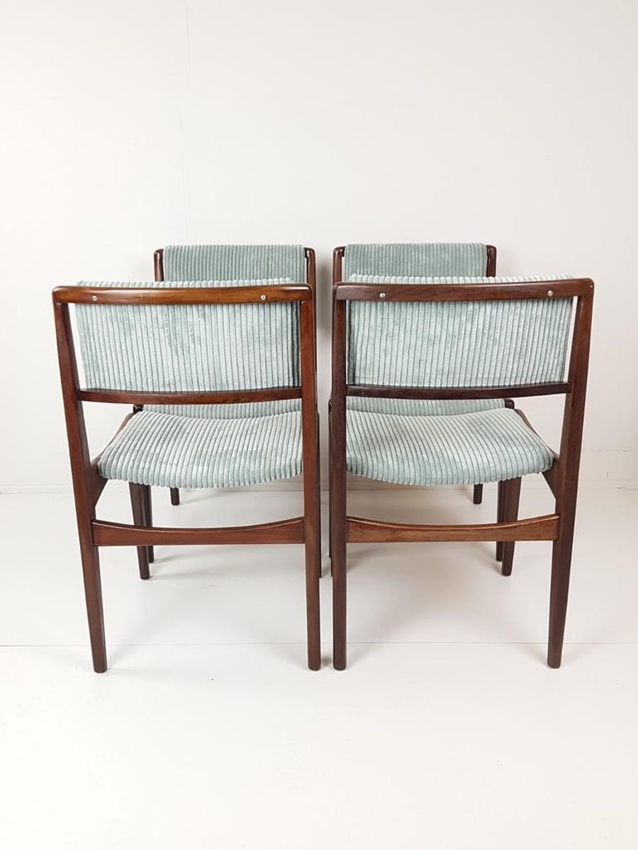 4 Vintage Stoelen Licht Blauwe Rib Nieuwe Stof image 2