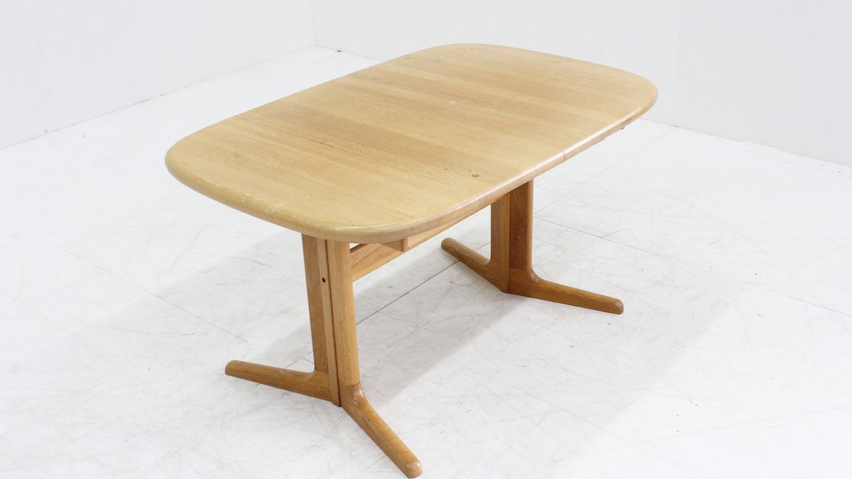 Vintage Deense Ovalen Uitschuifbare Eettafel Tafel Massief Hout image 7