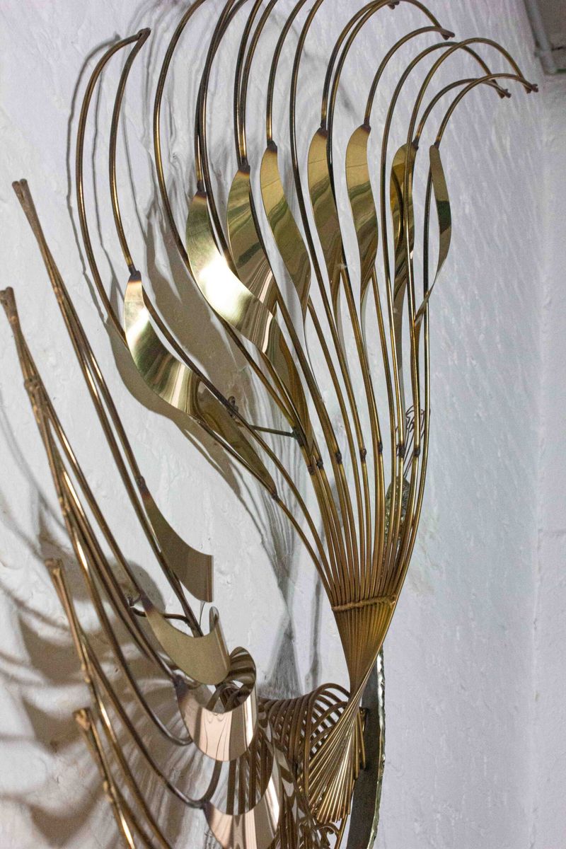 Mid-century "pauw" Muur Sculptuur In Messing Door Curtis Jere, 1980 image 10