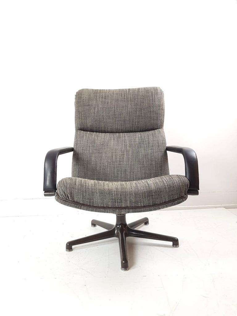 Artifort Draaifauteuil Grijs Bruin F154 Vintage Bureaustoel image 6
