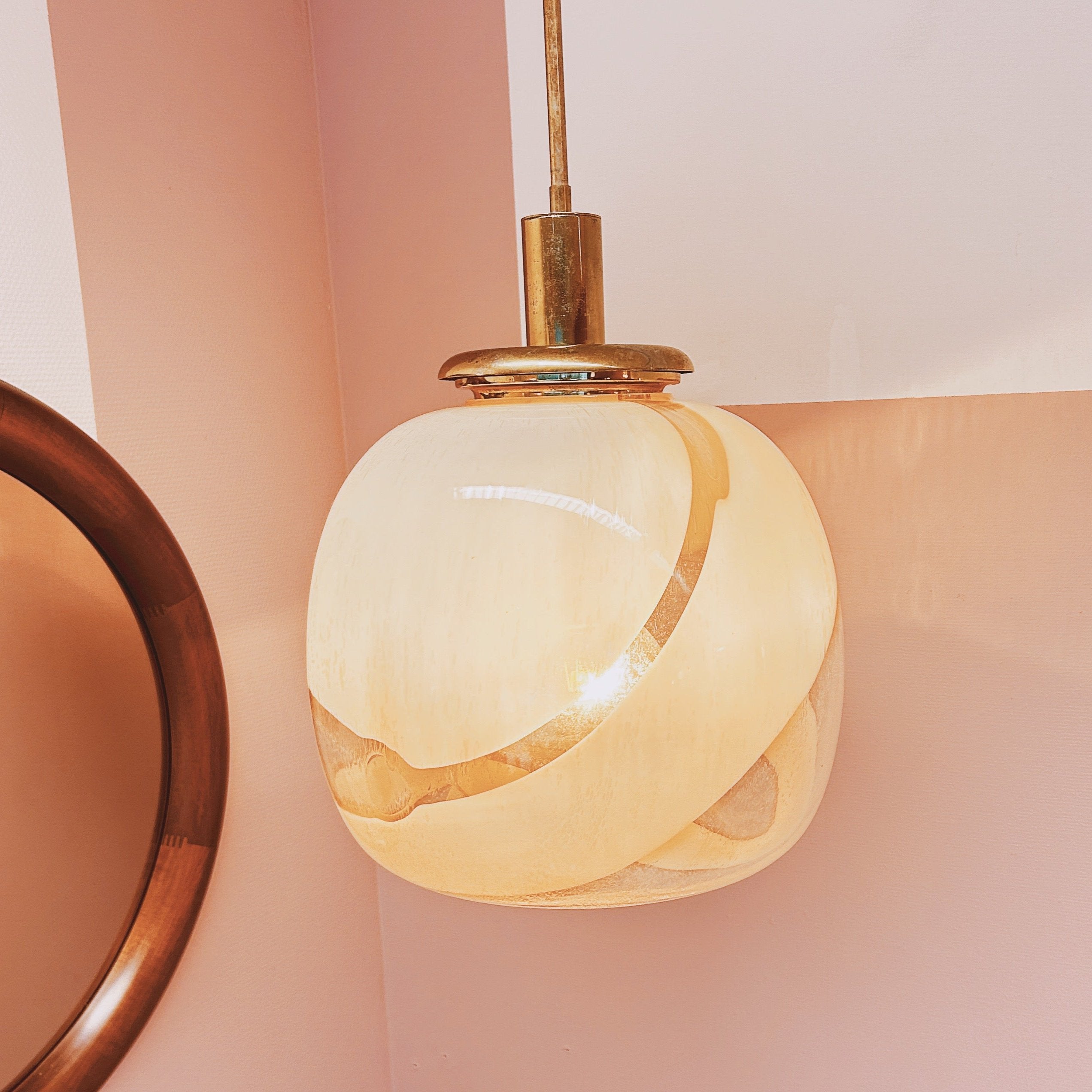 Italian Murano Glass Swirly Donut Hanging Light image 3