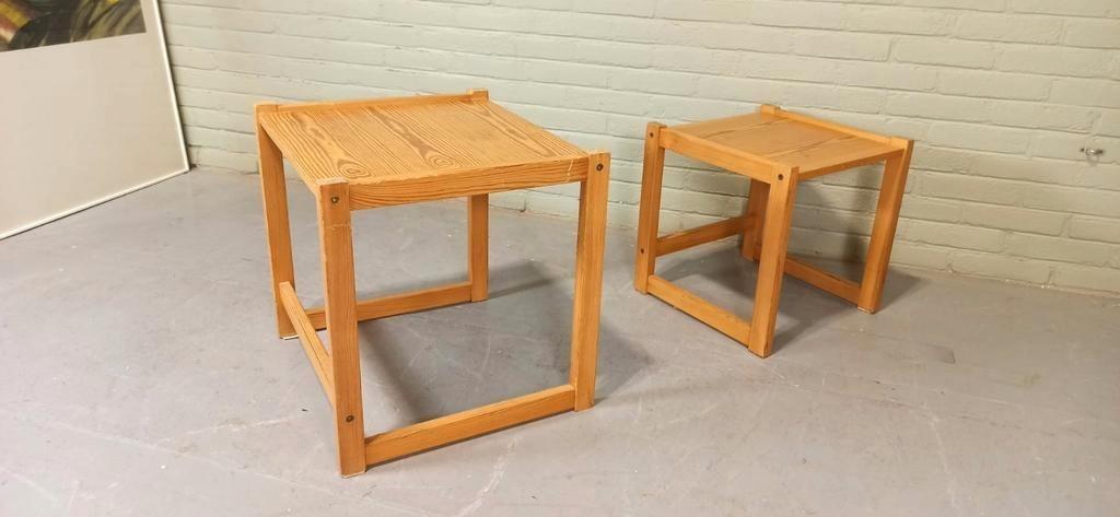 Vintage Grenen Mimiset Bijzettafels image 17