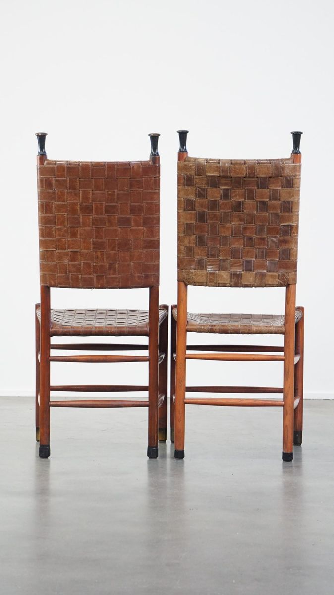Set Van 6 Schuitema Eetkamerstoelen Uit De Shaker Collectie Met Gevlochten Leren Zitting image 5