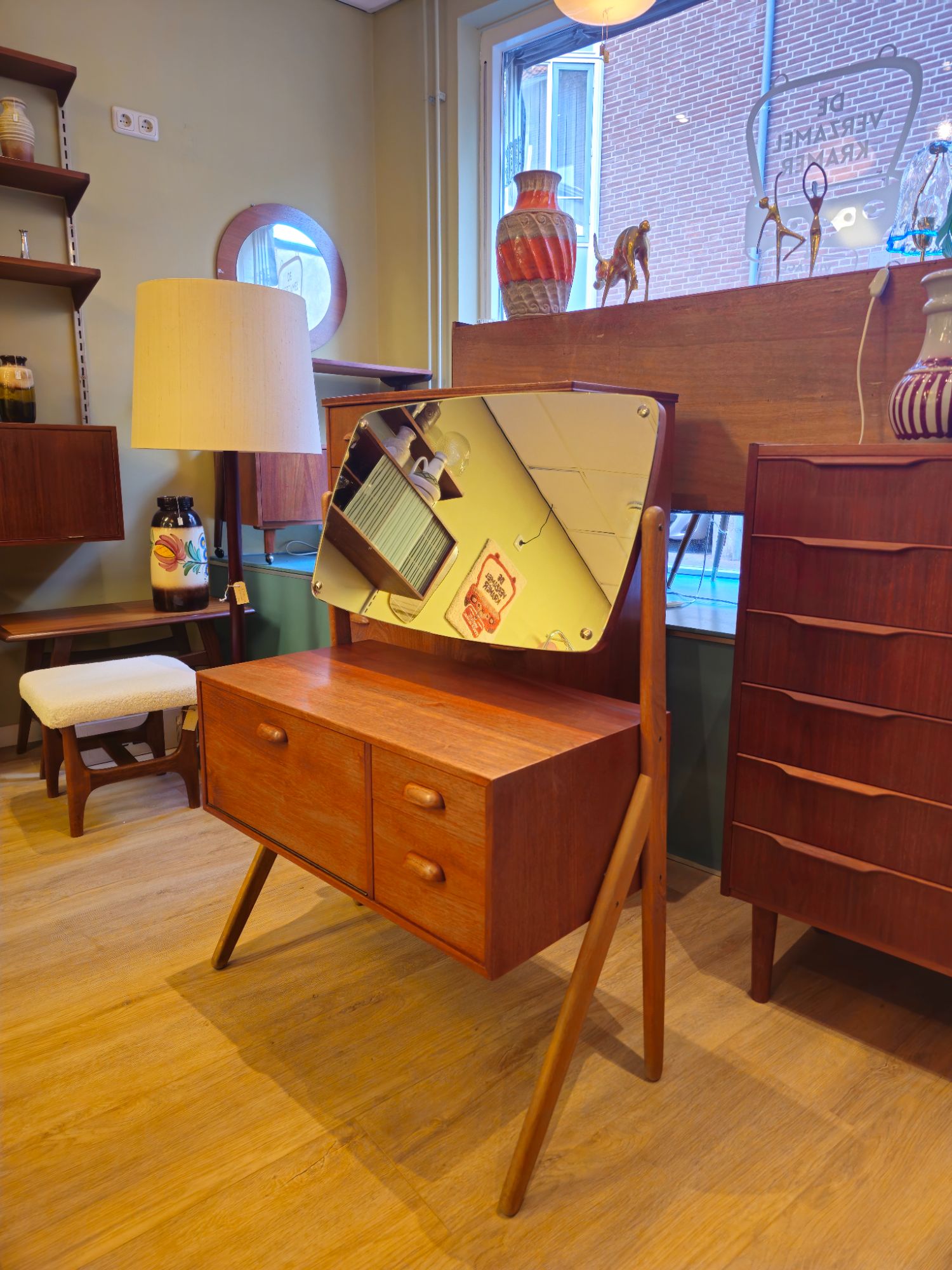 Vintage Deense Make-up Kaptafel Spiegel Make Up Opmaak Tafel image 5