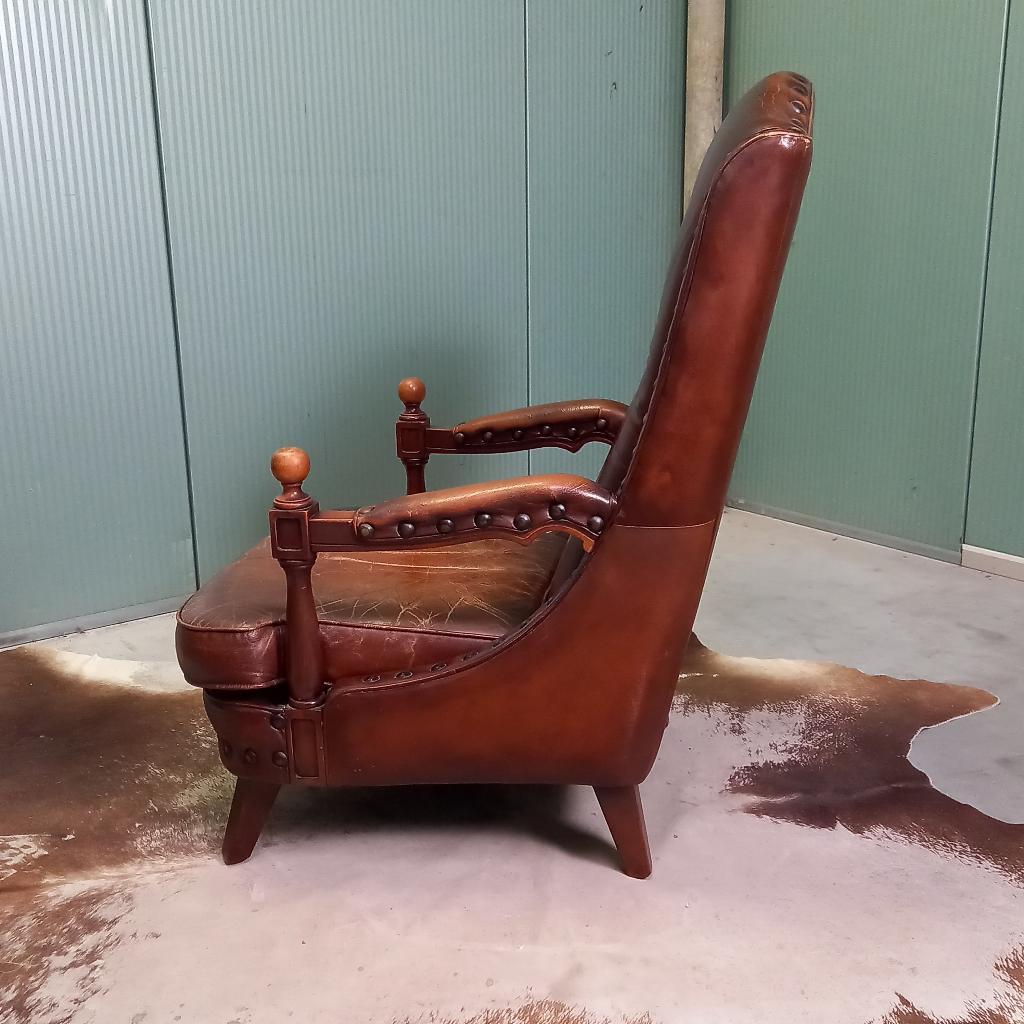 Bijzonder Stoere Vintage Bibliotheekfauteuil Met Studs image 4