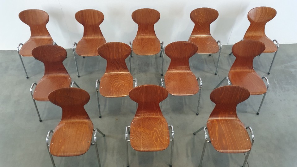 12x Eromes Pagholz Industriële Stapelbare Design Stoel image 8