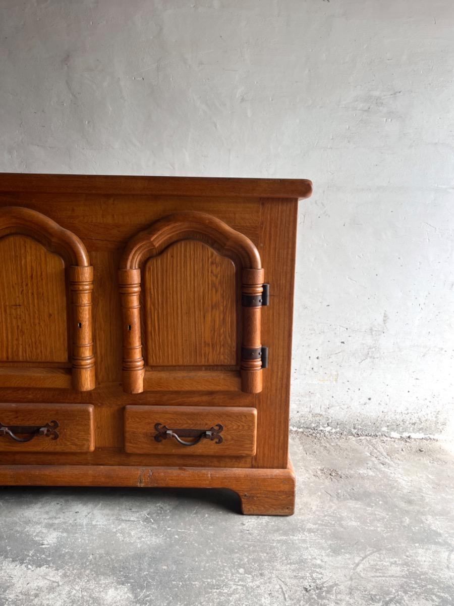 Brutalist 2 Doors Oak And Brass Cabinet image 7