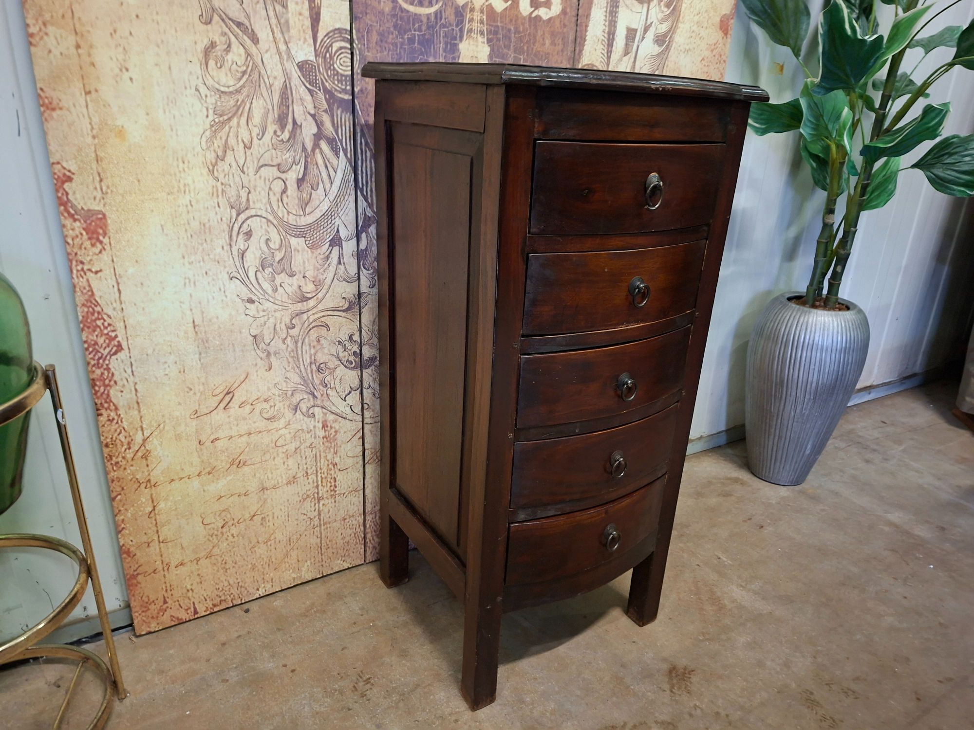Koloniaal Teakhouten Ladenkast, Apothekerskast, Archiefkast Afm. 41x39cm En 86cm Hoog. image 4