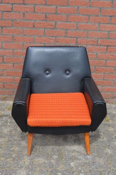 Fauteuil Retro Met Zwarte Skai image 3