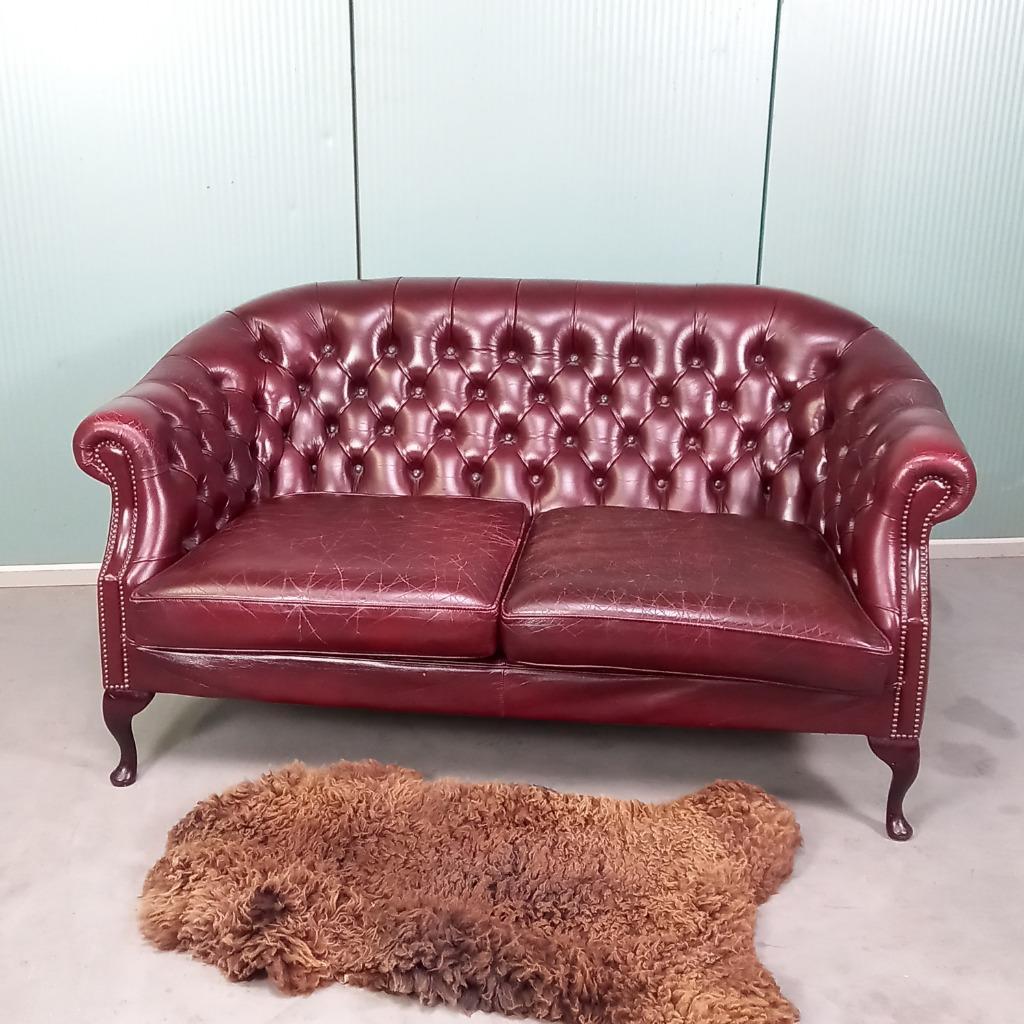 Rundlederen Vintage 2 Zits Chesterfield Bank image 13