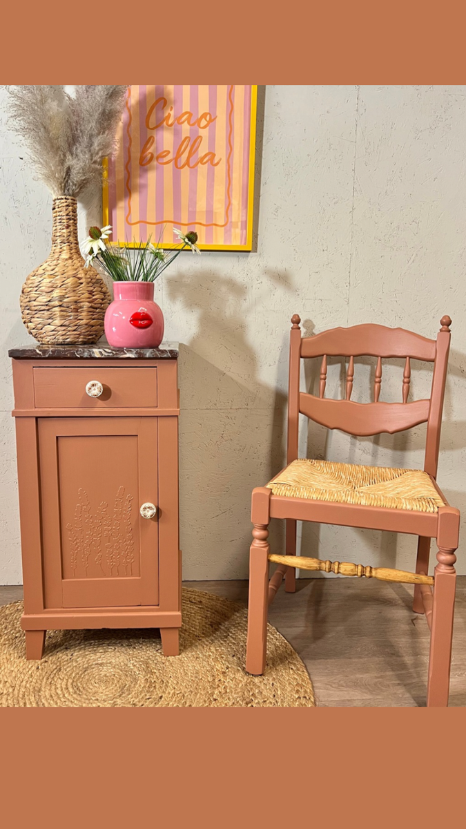 Kastje / Nachtkastje Met Marmer Blad In Terracotta Kleur image 4