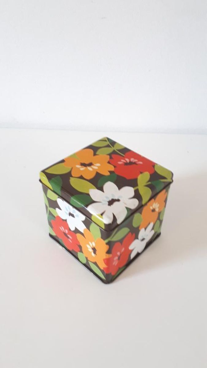 Retro Blikje Bloemen Theeblik Blik image 3