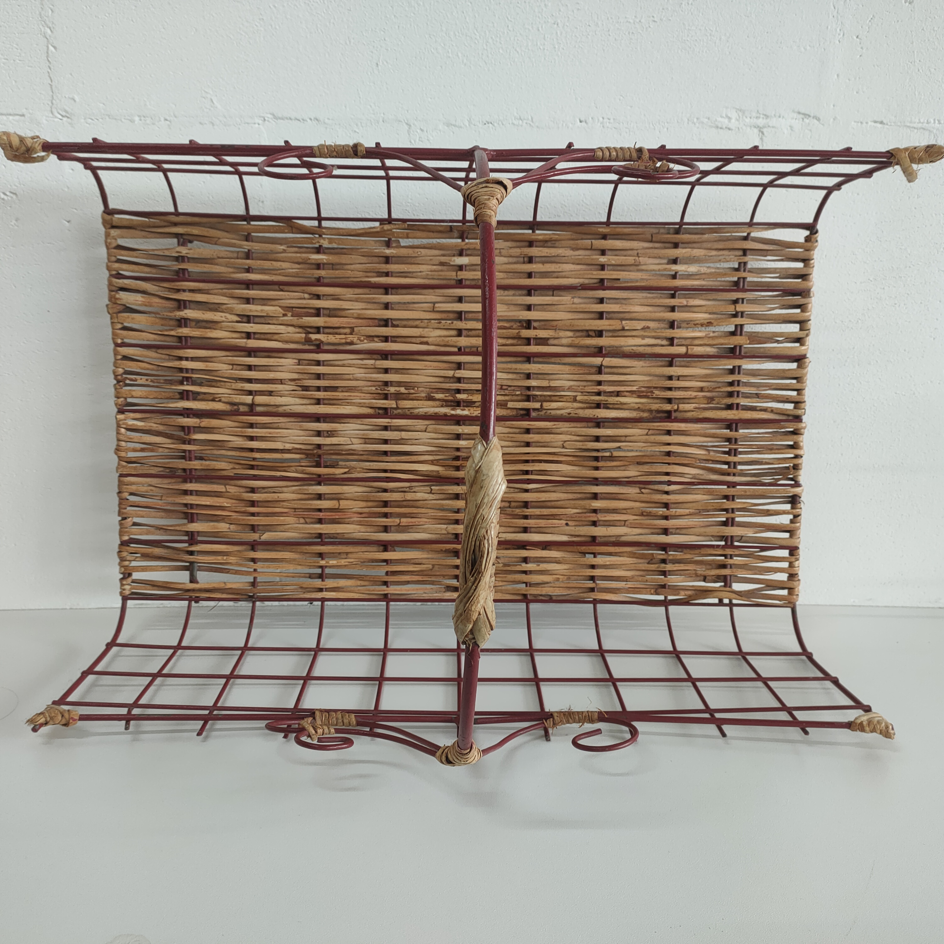 Bloemen(pluk)mand Of Frans Stokbroden Mand Met Rode Draad En Rieten Afwerking image 4
