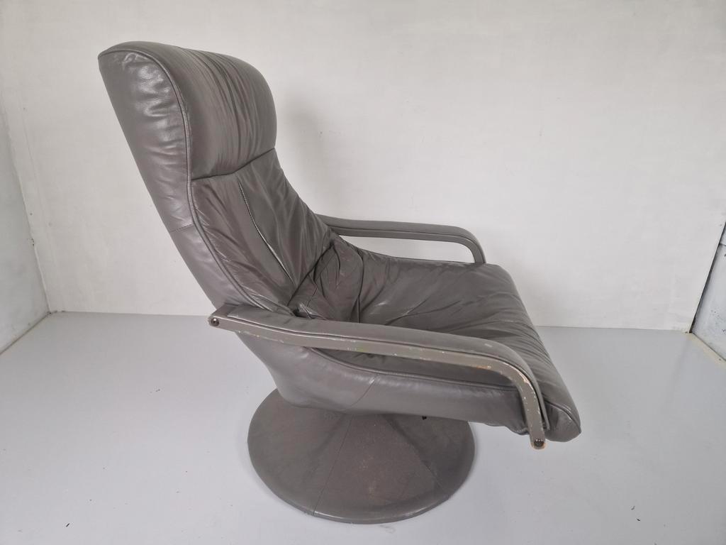 Vintage Jaren 70 Leren Draai Fauteuil Space Age Tulp Voet image 9