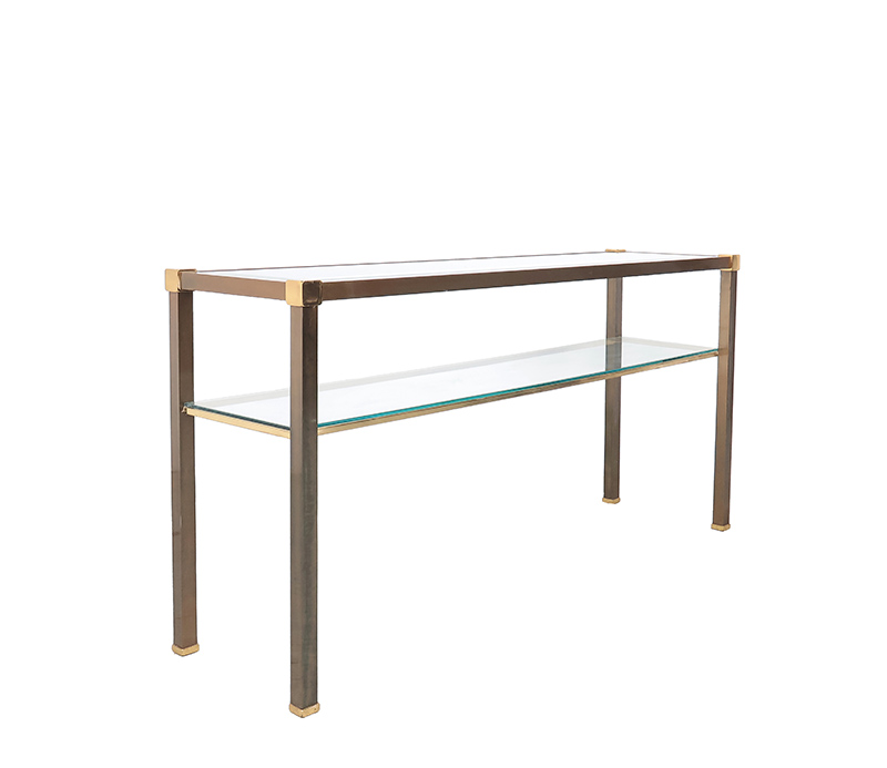Messing En Glas Consoletafel, 1970s image 2