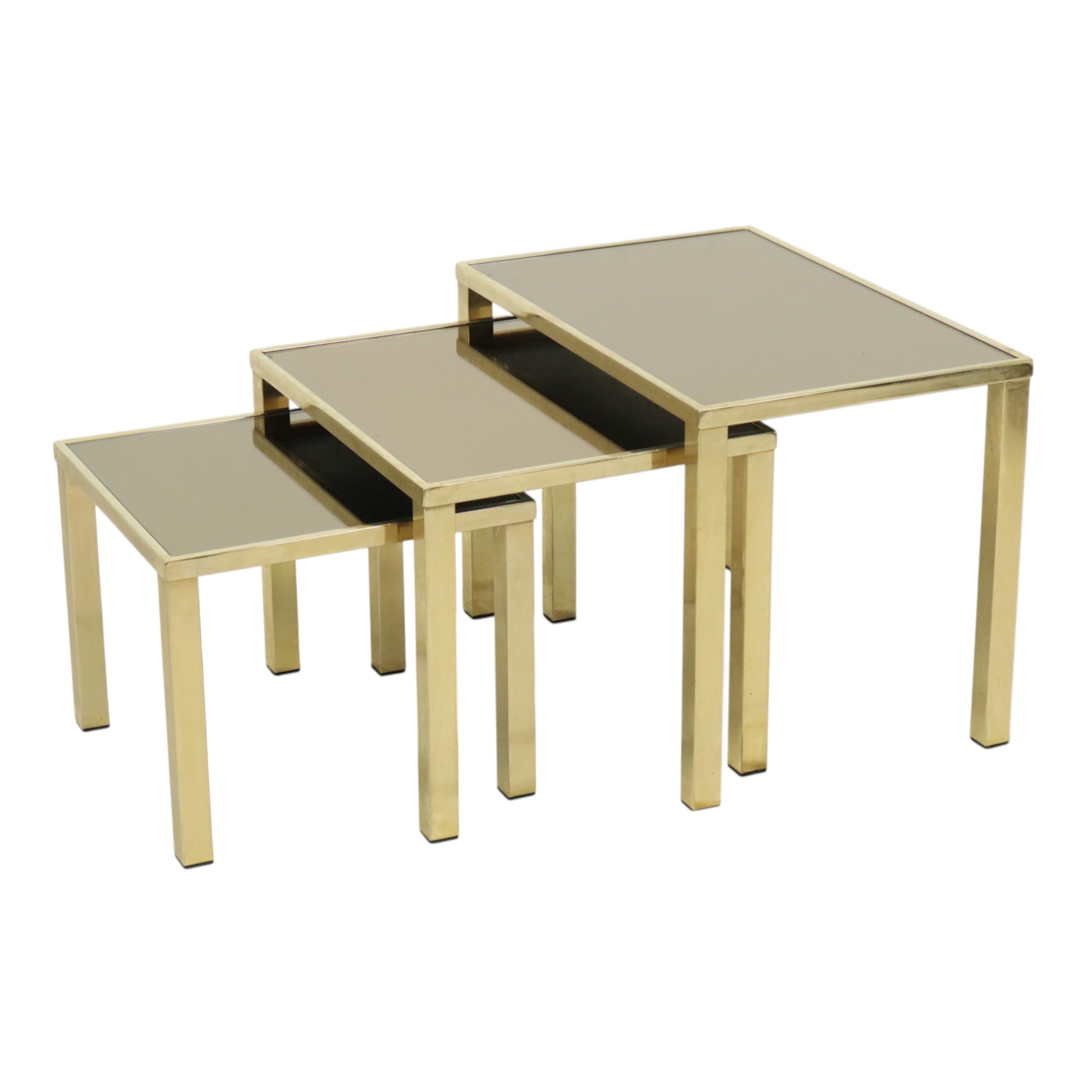 Hollywood Regency Nesttafels Belgo Chrom 23kt Goud Verguld image 4