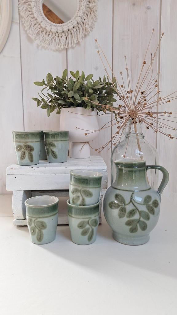 Vintage Aqua Blauw Vaasje, Kruikje, Aardewerk, Kannetje image 10