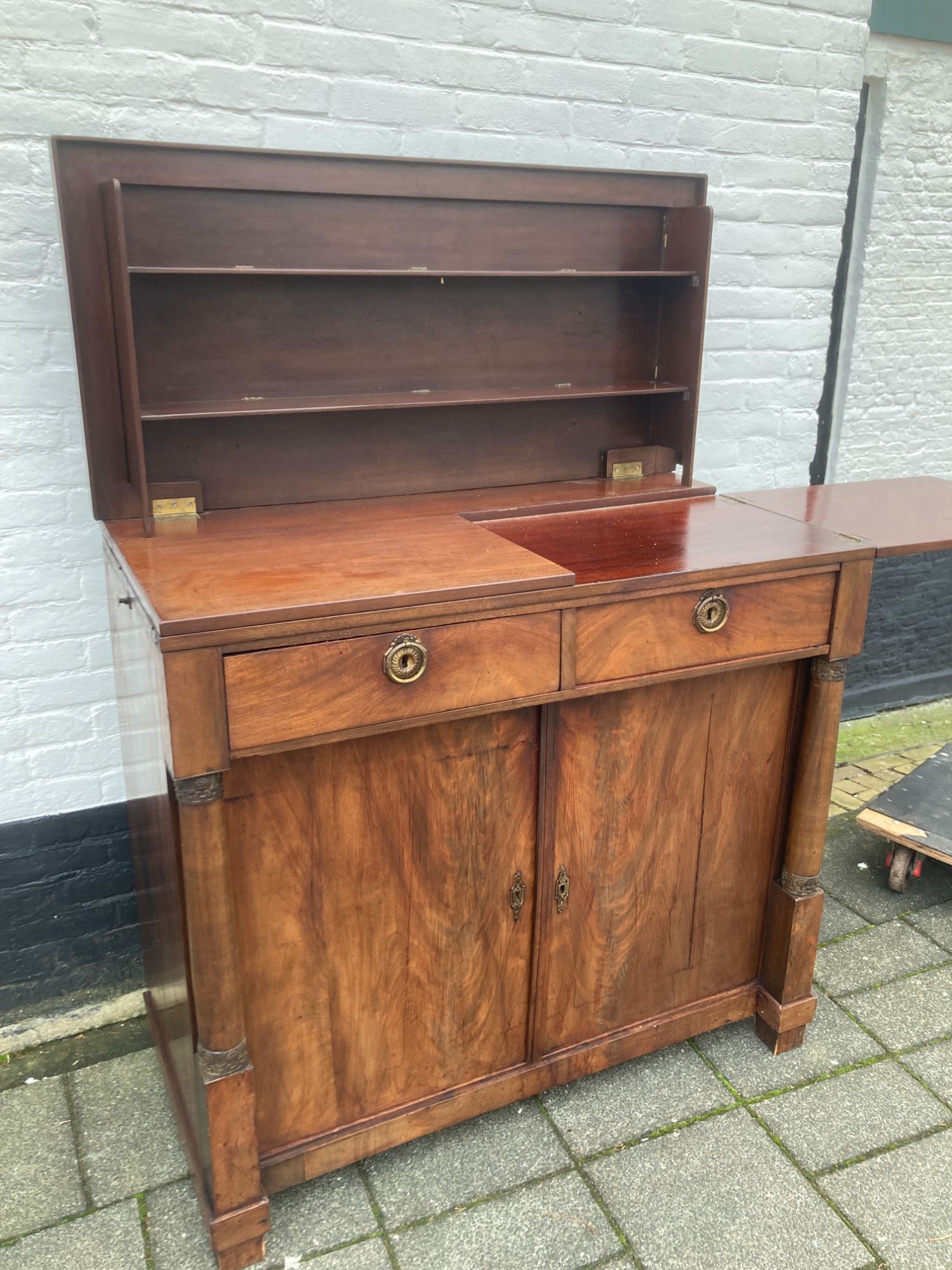 Antiek Mahonie Dressoir, En Opengeklapt Een Mooi Antiek Klapbufet image 5