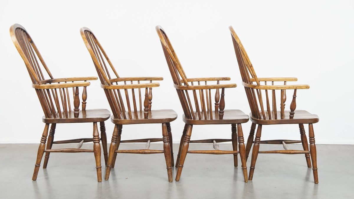 Leuke En Tijdloze Set Van 4 Antieke Engelse Windsor Stickback Chairs Uit De 19e image 3