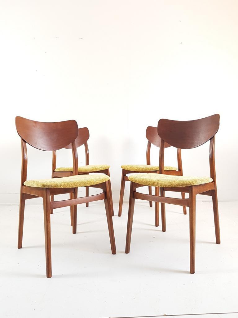 4 Deense Stoelen Teak Fineer Okergeel | Dining Chairs Danish image 3