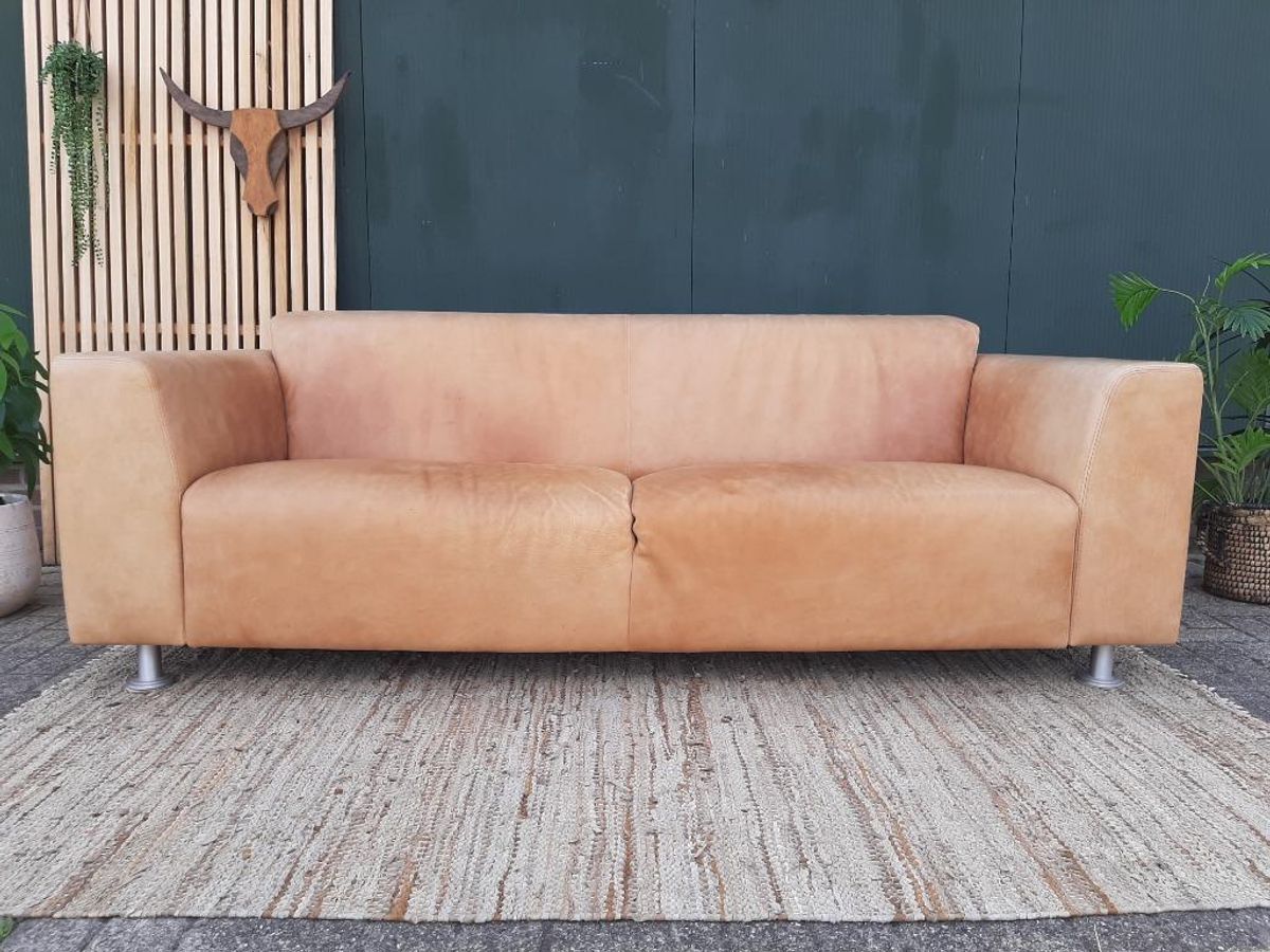 Stoere Leren Bank – Mountain Alp 2,5-zits Lichte Camel Kleur image 14