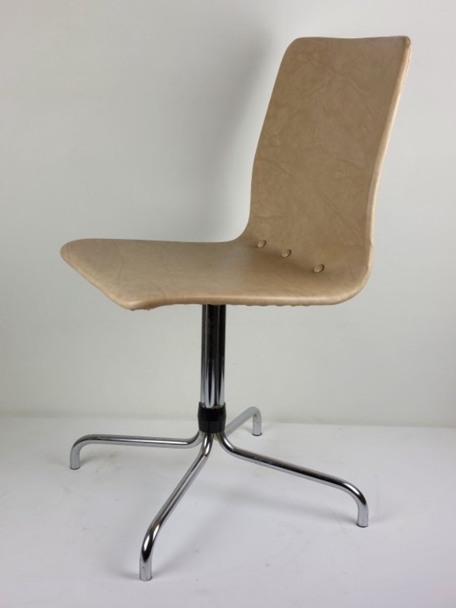 Vintage Brabantia Stoel / Stool / Chair Voor Eetkamer Of Keuken In Beige Kunstleder (skai) image 2