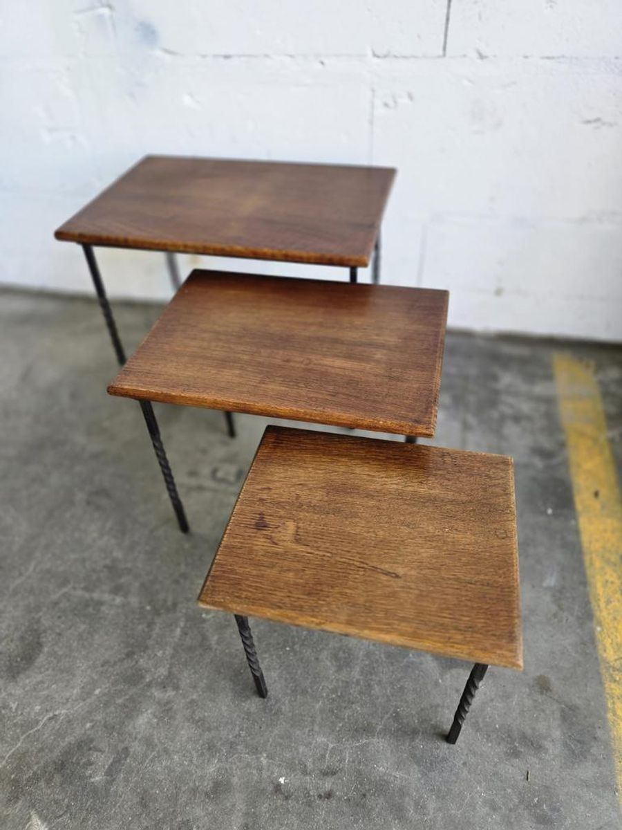Set Van 3 Vintage Nesting Tables / Bijzettafeltjes image 9