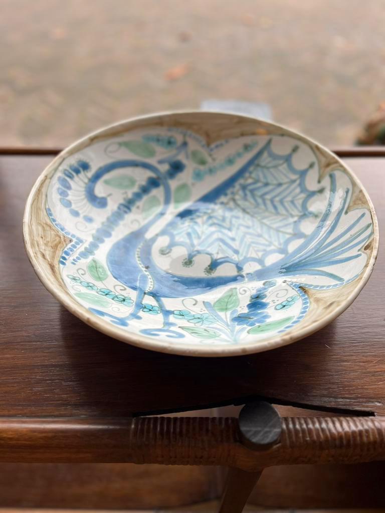 Handmade Gesigneerde Keramiek Schaal Pauw Vintage image 3