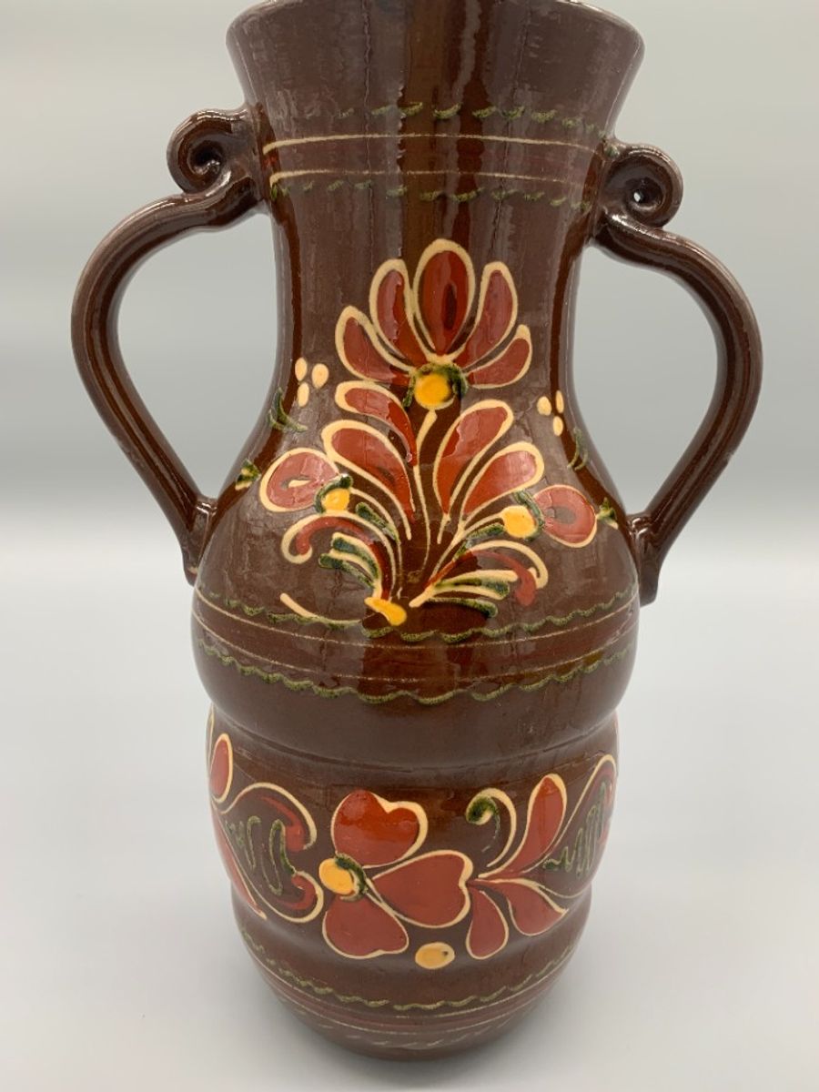Vintage Grote Vaas Bruin Aardewerk image 3