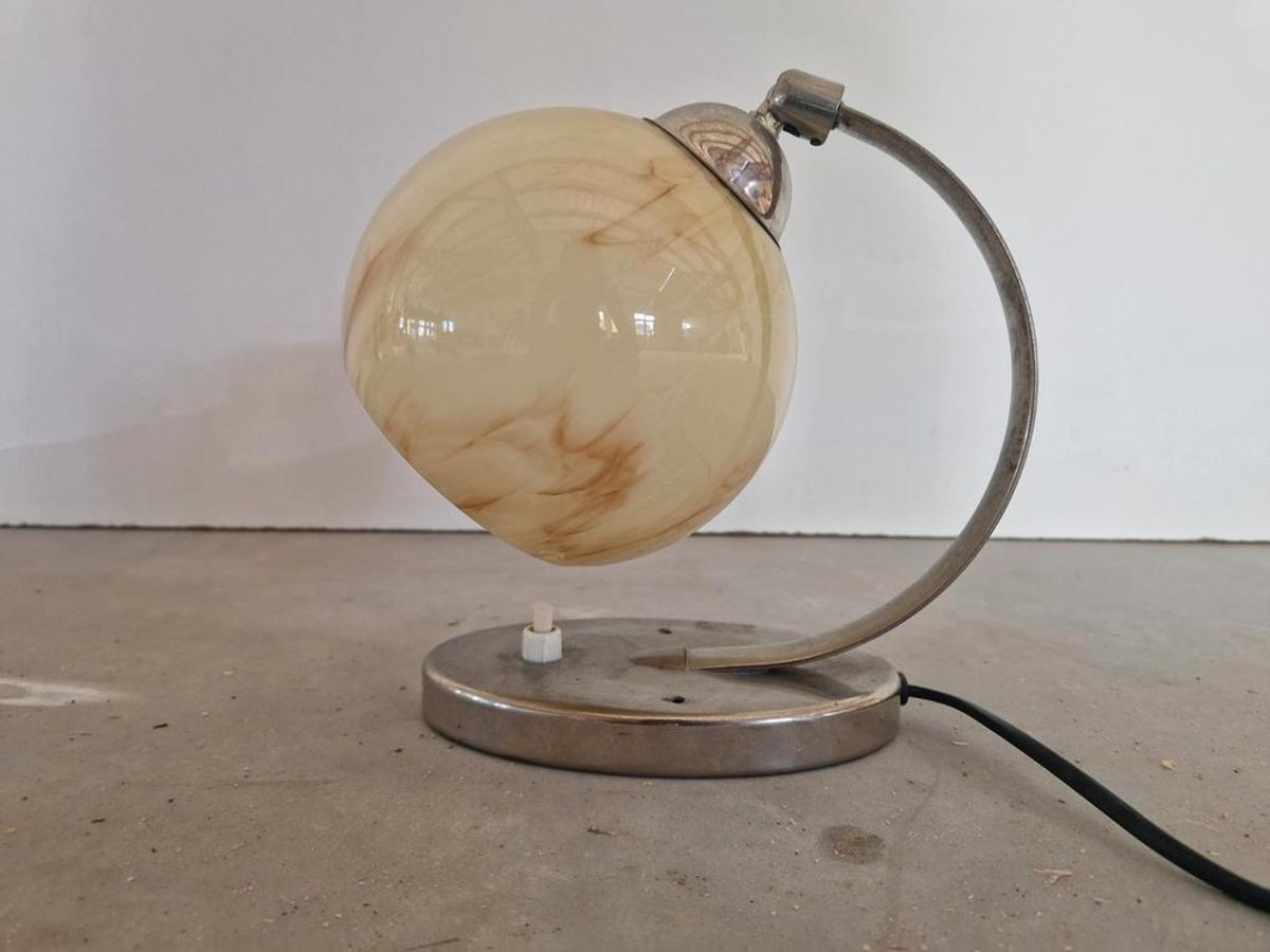 Art Deco Bauhaus Tafellamp Gemarmerd Glas image 4