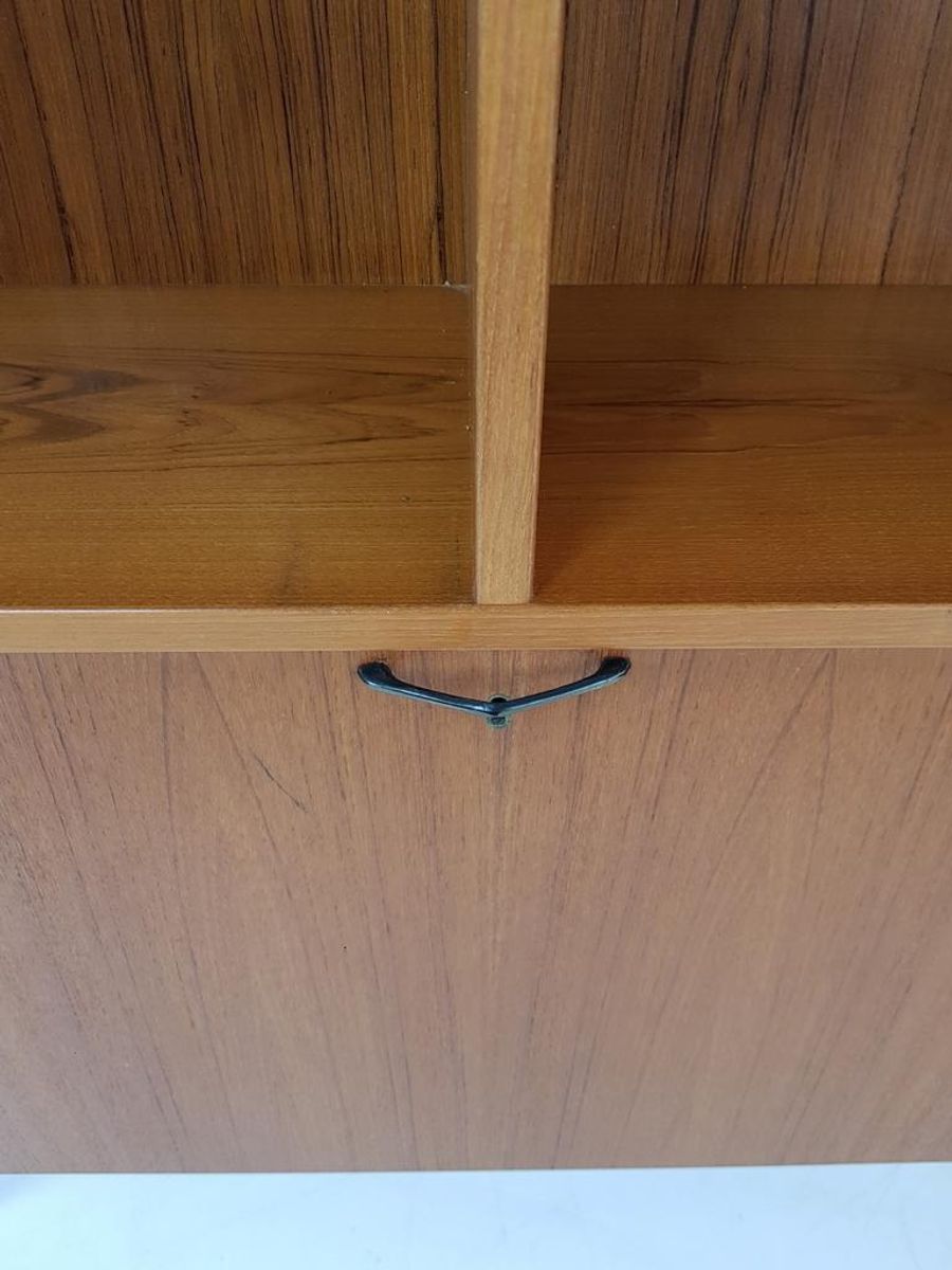 Vintage Deense Boekenkast Met Klep Teak Fineer image 2