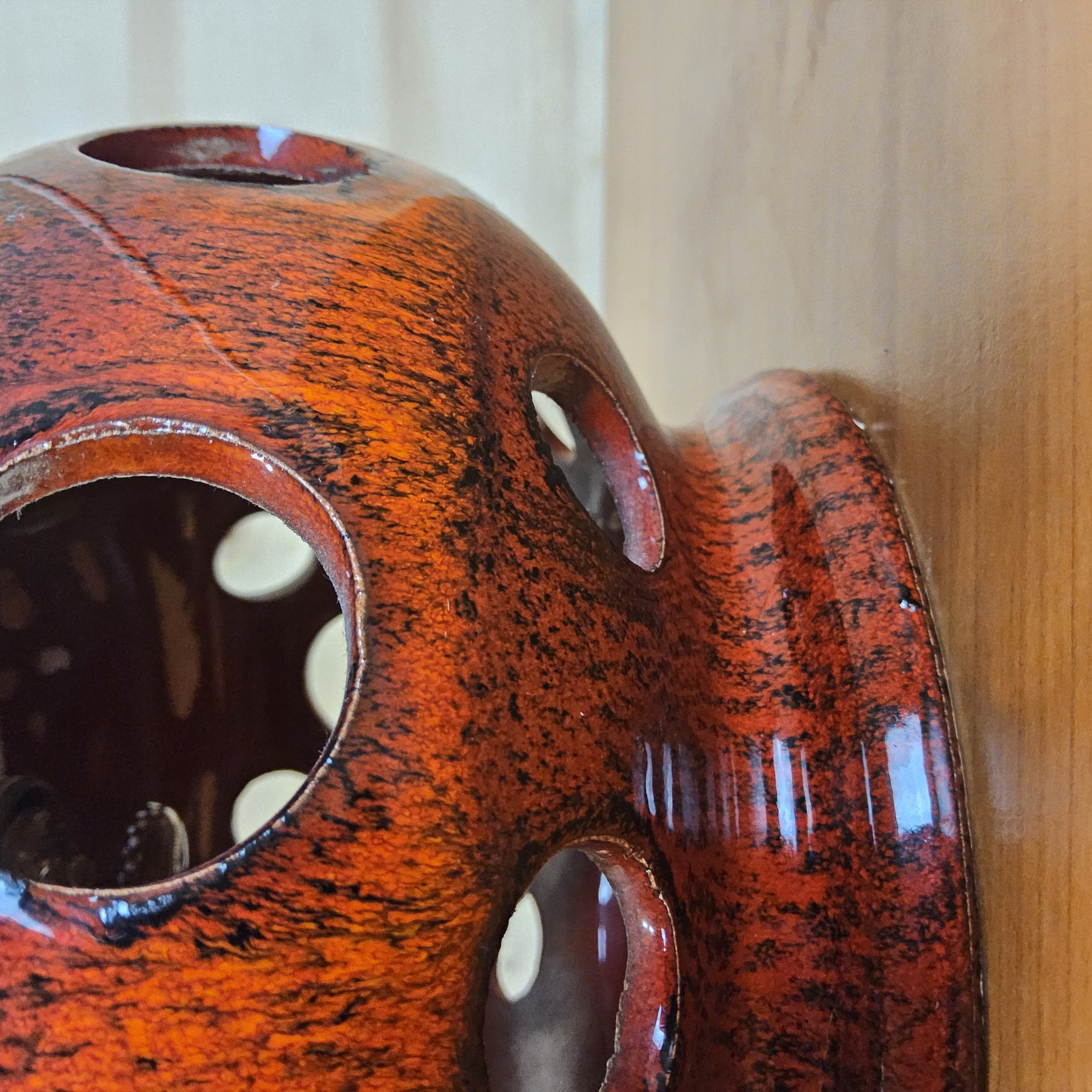 Vintage Keramieken Fat Lava Tafellamp (70s) Scheurich West Germany Lamp (jaren 70) Patroon Kap image 10