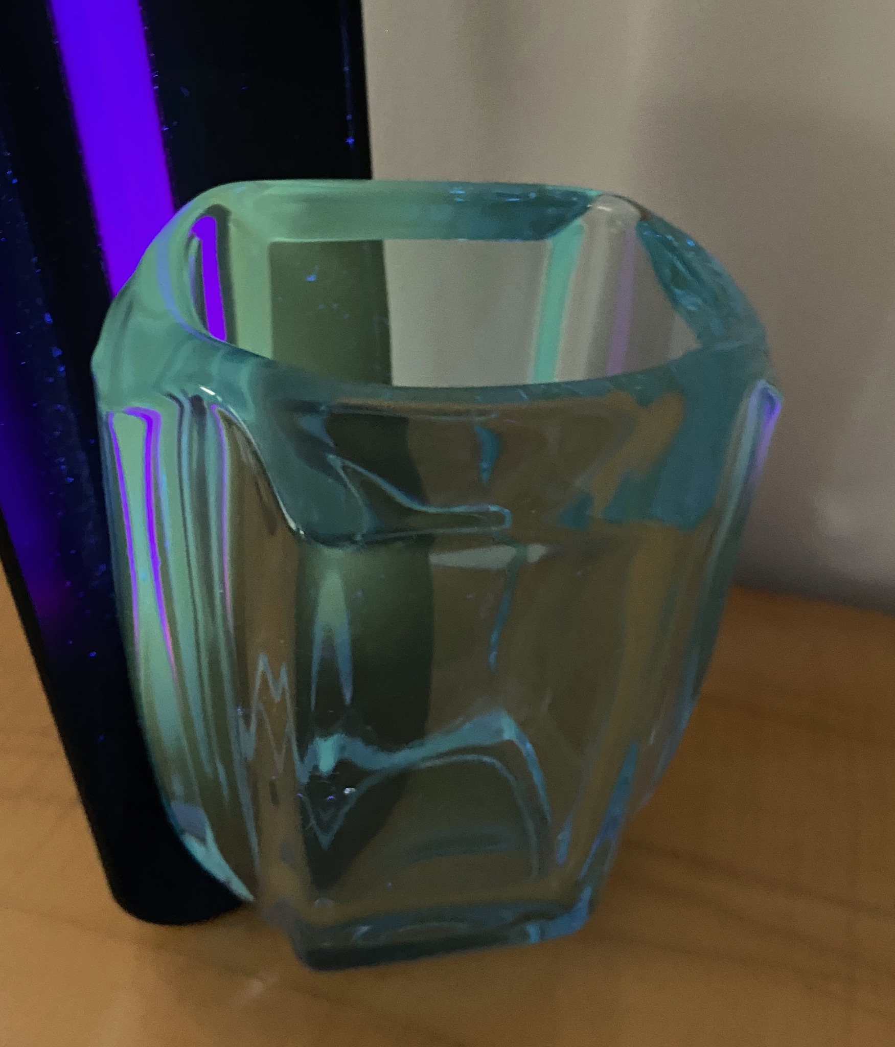 Uranium Glass Vase Blue 1970s image 10