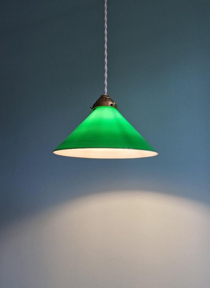 Art Deco Hanglamp In Kegelgroen Opaline, 1920-30 image 11