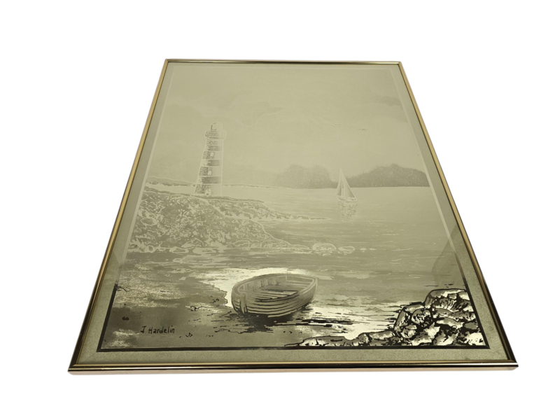 Jean Roy Hardelin - Goudfolie Afbeelding - Gesigneerd - Frankrijk - 1970's image 3