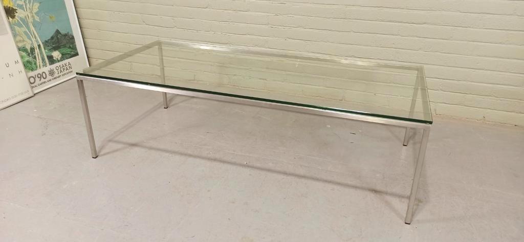 Vintage Postmodern Chroom En Glas Salontafel image 6