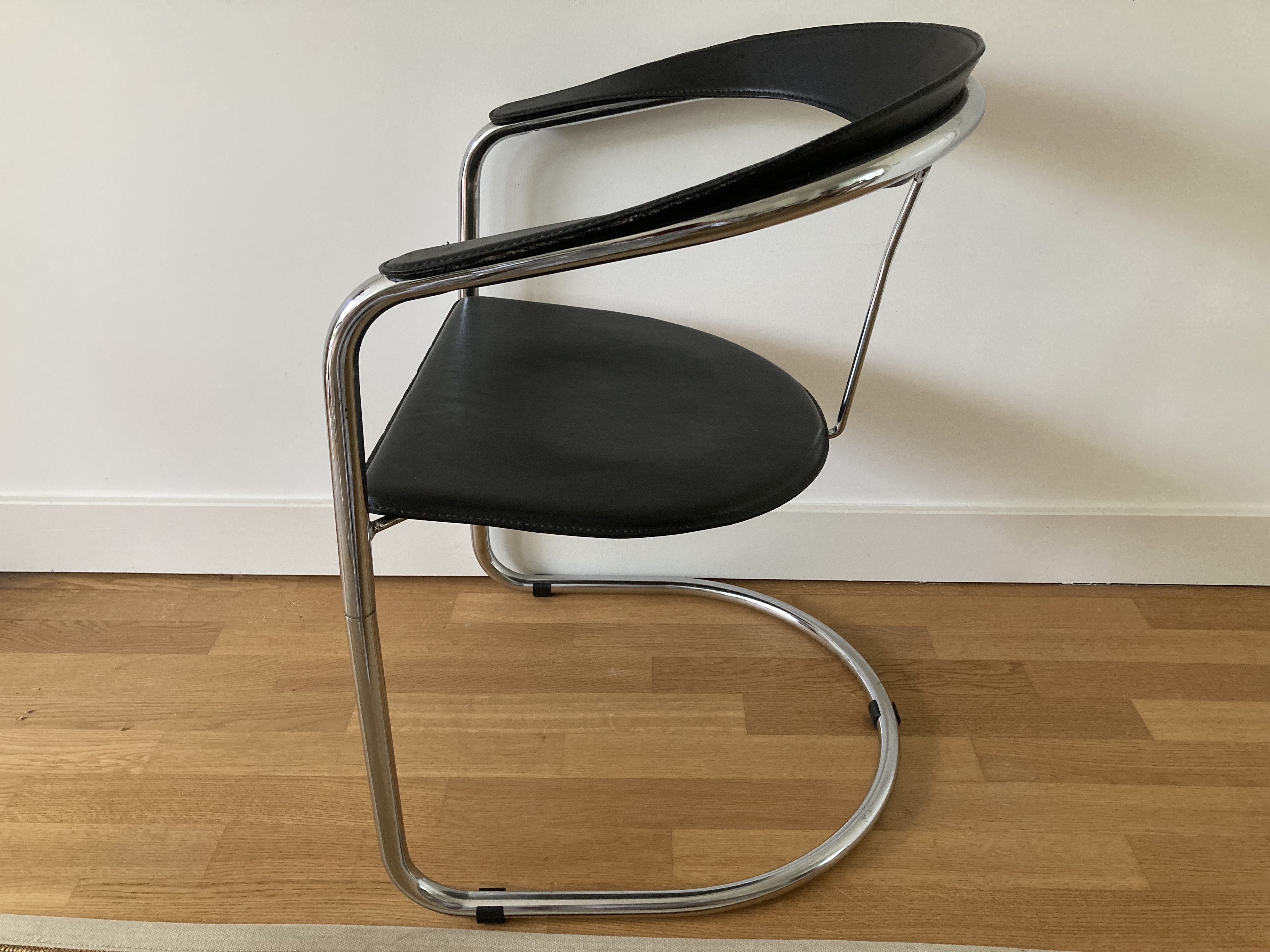 4 Italiaans Design Tuigleer Chroom Buisframe Stoelen image 4