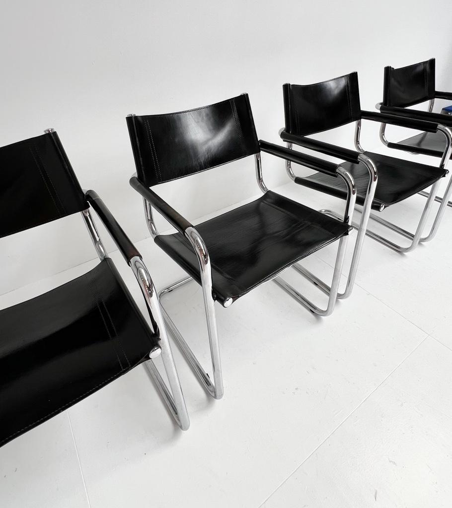 Set Van 4 Lederen Mart Stam S34 Stoelen, 1970's image 5