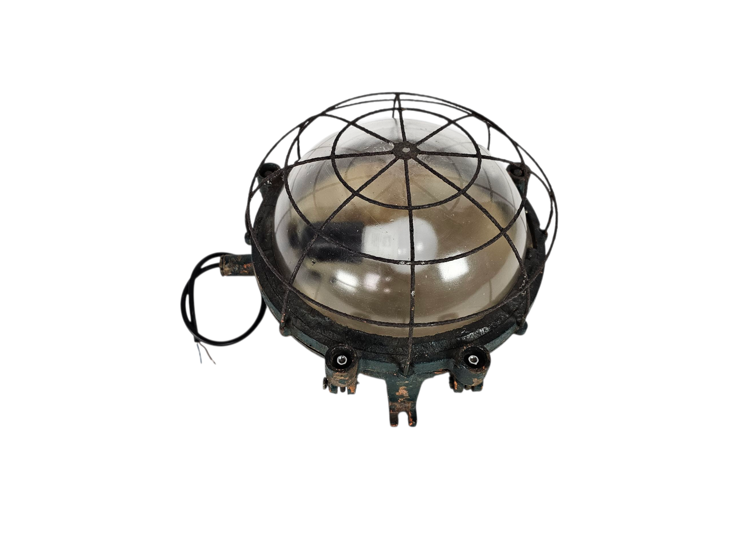 Industriële Gietijzeren Kooilamp - Muurlamp - Buitenlamp - Gal - Frankrijk - 50's image 8