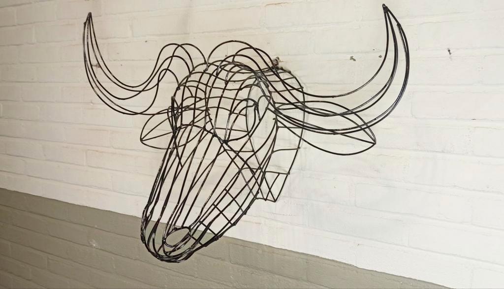 3d Metalen Stier, Draad Kunst, Wanddecoratie image 4