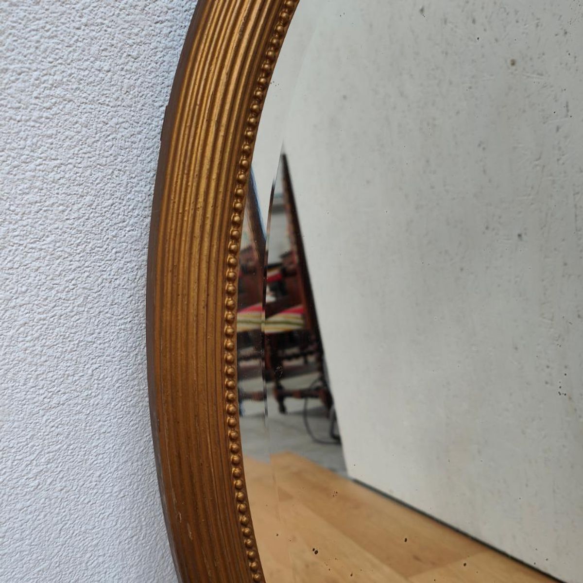 Vintage Goudkleurige Hollywood Regency Barok Rococo Spiegel Schouwspiegel Ovaal. image 14